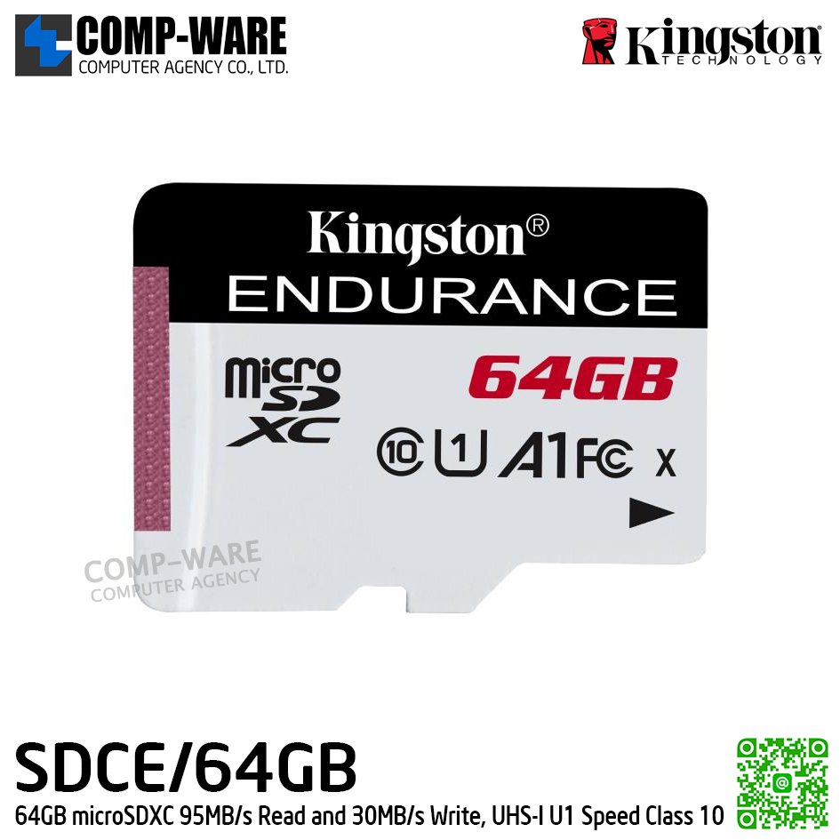 Kingston 64GB microSDXC 95MB/s Read and 30MB/s Write, UHS-I U1 Speed Class 10 - SDCE/128GB - Class 10