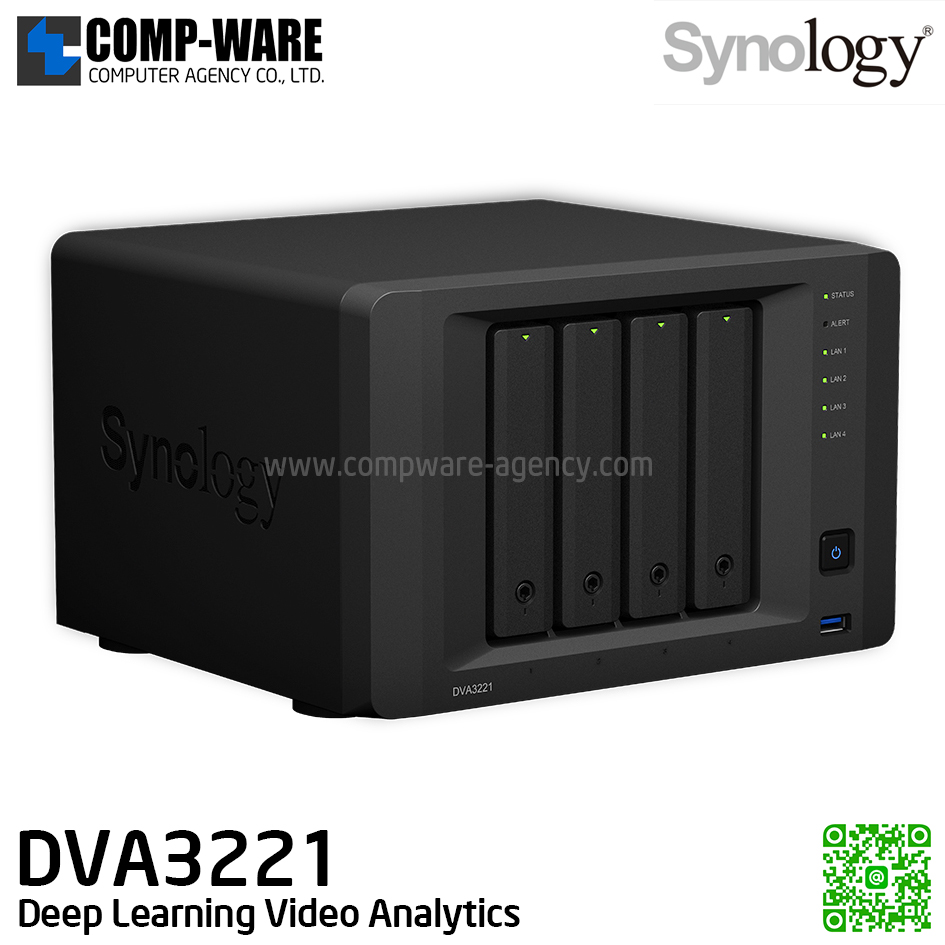Synology deep learning NVR DVA3221 (8GB DDR4 RAM up to 32GB) Intel Atom C3538 Quad Core , NVIDIA GeForce GTX1650 , No HDD