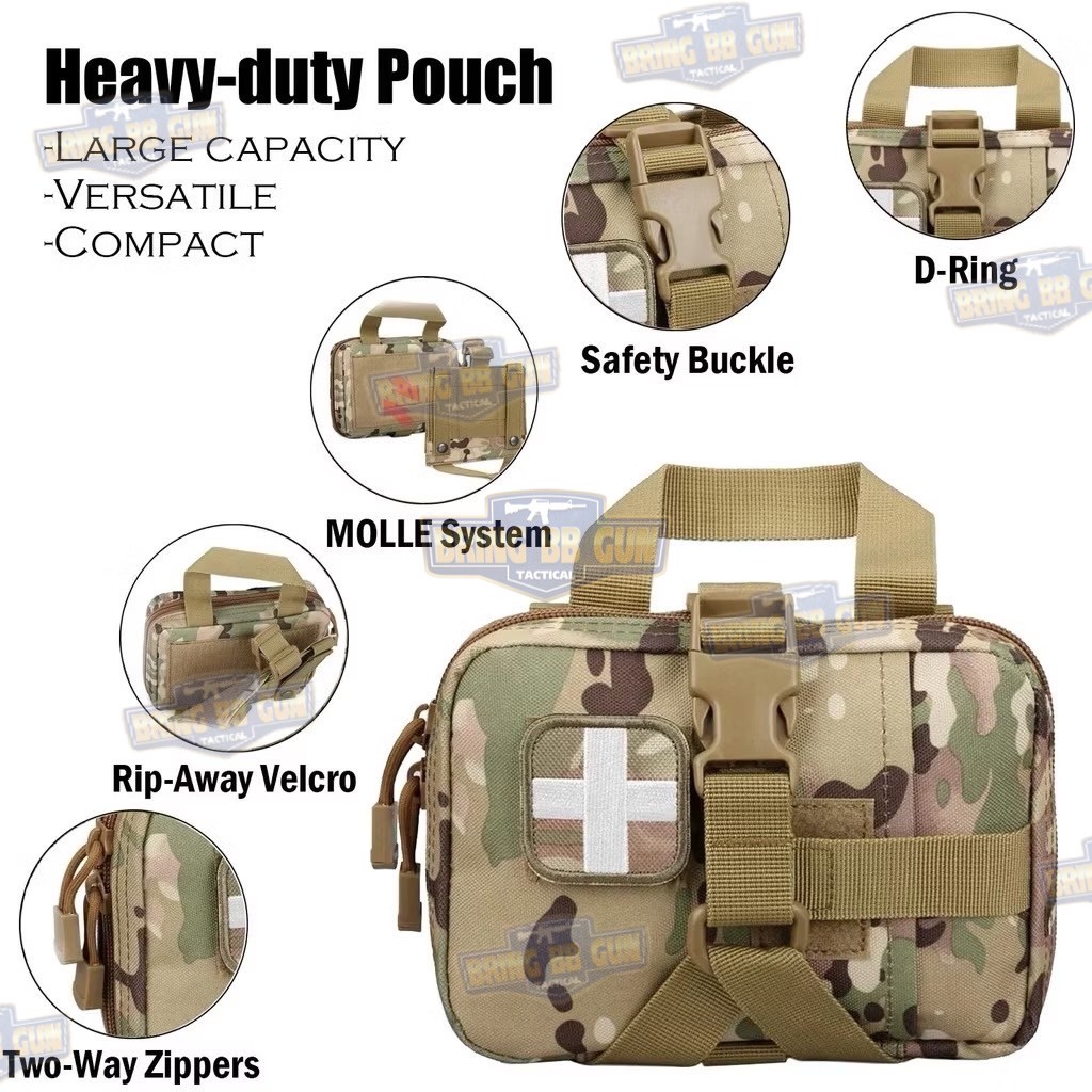 กระเป๋าพยาบาลสนาม B03 (แบบกระตุกไว) (ทรงแนวนอน) เพ้า IFAK รุ่น B03 (ทรงแนวนอน) (IFAK Pouch) (Medic Pouch)