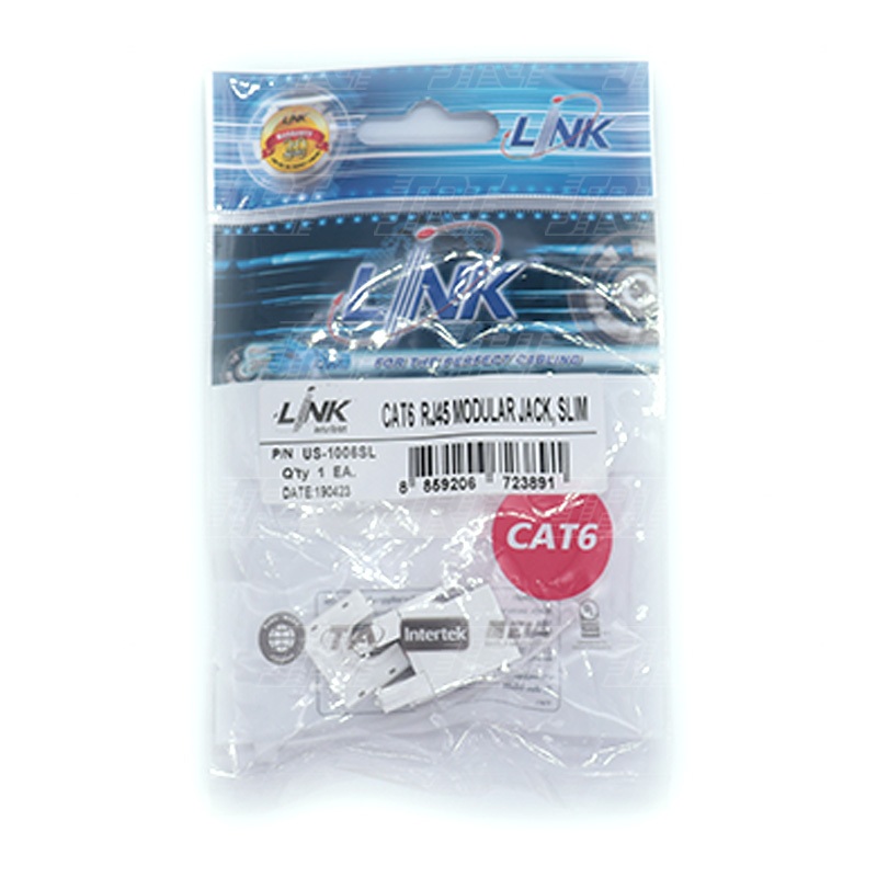 ตัวเมียสลิม RJ45 CAT6 US-1006SL | 06-10-0168 | Link US-1006SL CAT6 RJ45 MODULAR JACK SLIM