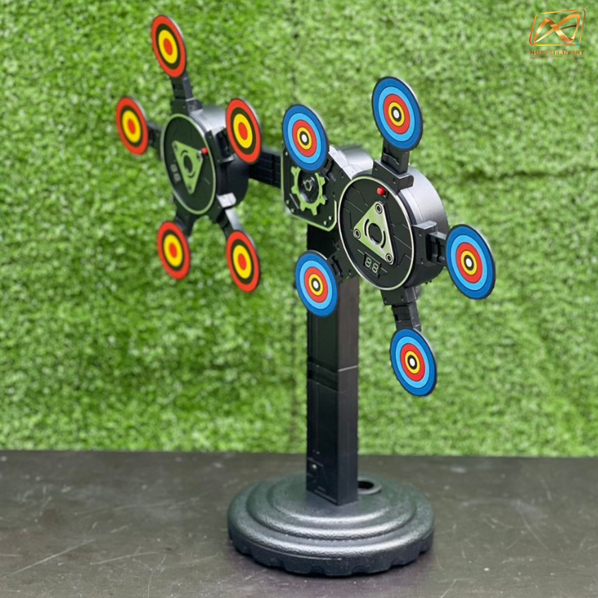 เกมส์ยิงเป้าหมุน เป้าหมุน 360 องศา จำนวน 10 เป้า จอ LED นับคะแนน พร้อมปืนกระสุนโฟม 1 ชุด