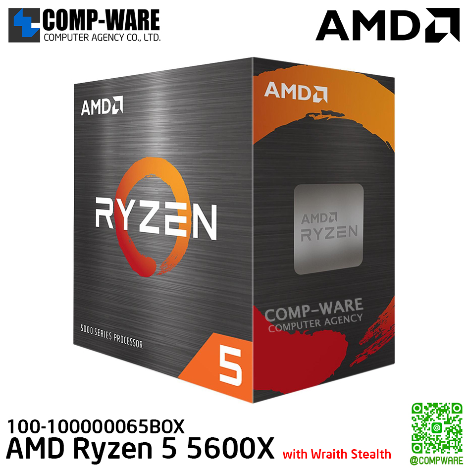 AMD Ryzen 5 5600X with Wraith Stealth, CPU Processor, 3Y Warranty, 100-100000065BOX