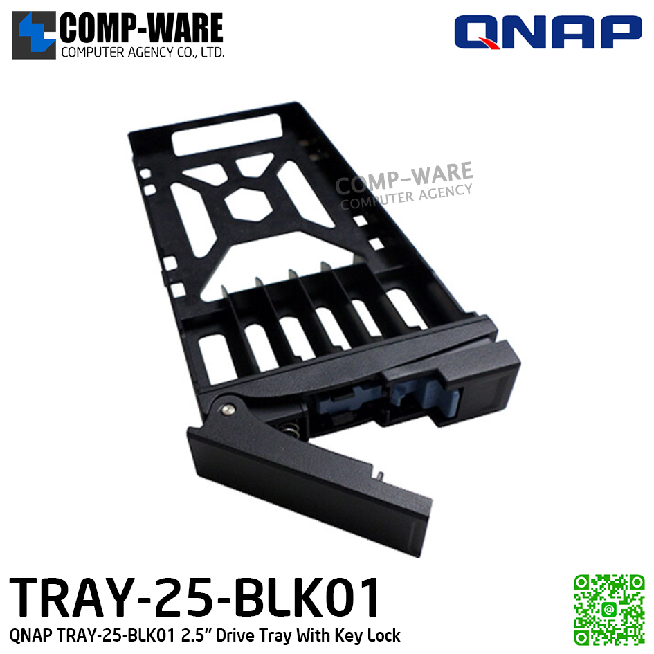 QNAP TRAY-25-BLK01 2.5" Drive Tray With Key Lock (Black) - รับประกัน 1 ปี - SPARE PART