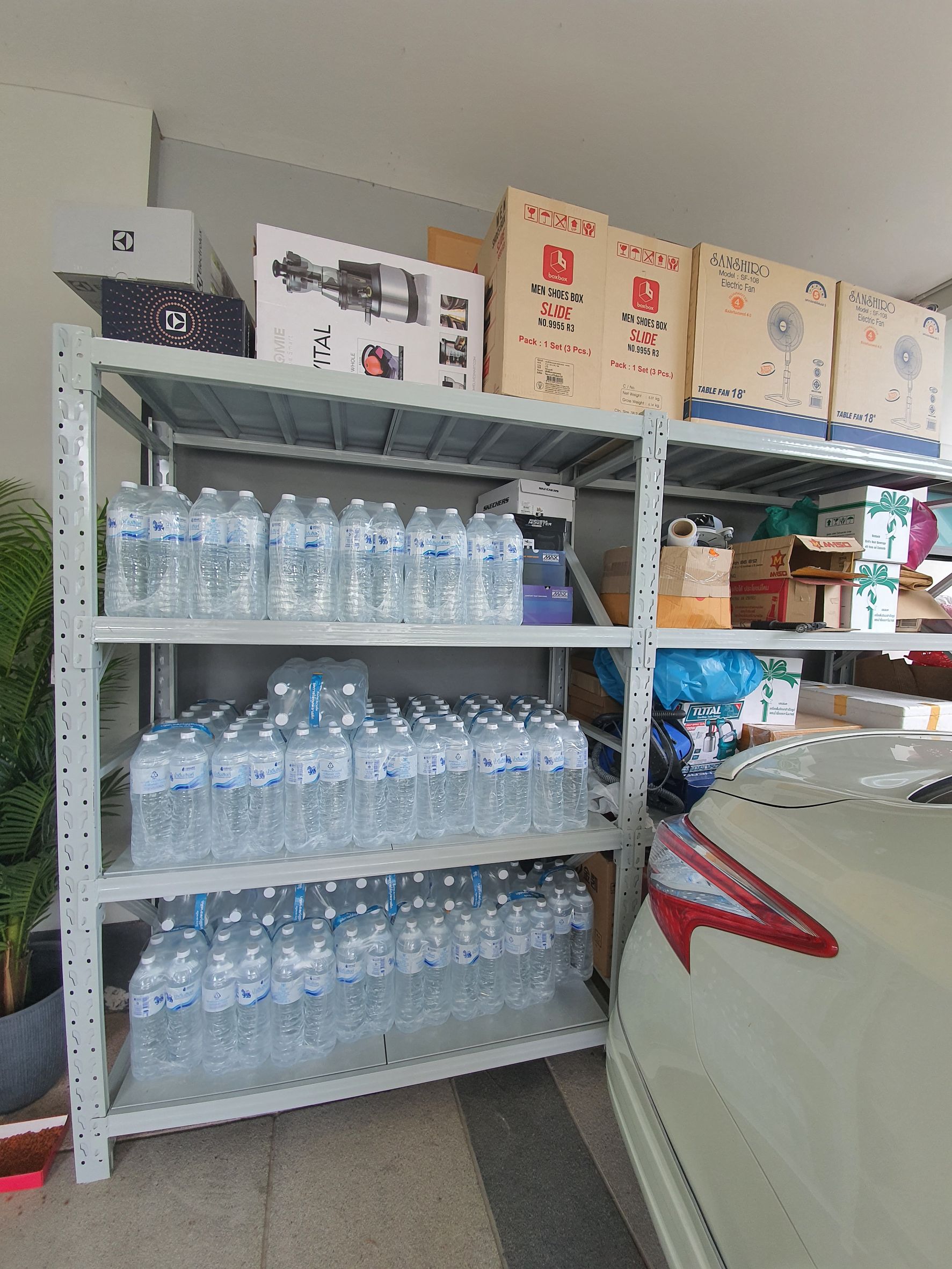 ชั้นเหล็กวางสินค้า Micro Rack 200x200x60cm. สีขาว(อมเทา)