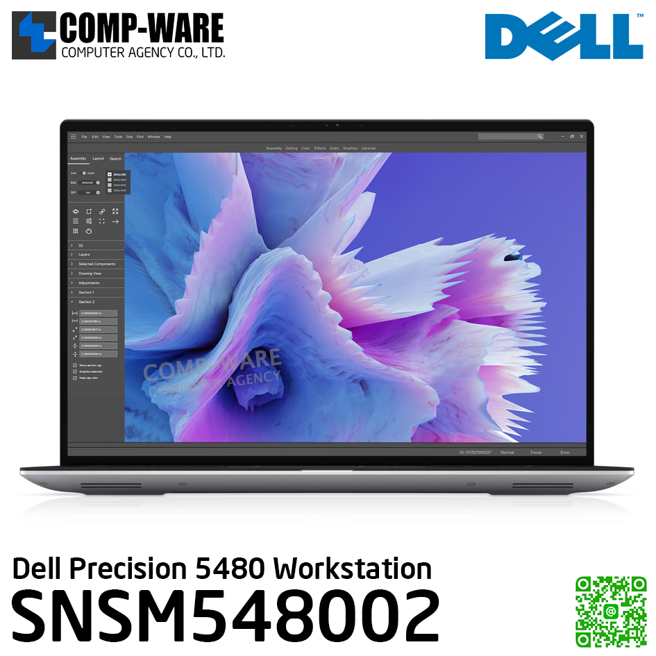 Dell Precision M5480 (SNSM548002) - Intel Core i7-13800H vPro (14core) / 32GB DDR5 / 512GB SSD M.2 / NVIDIA RTX A1000 6GB / 14" FHD+Non-touch, 1920x1200 / Windows 11 Pro / 3Yr Pro Support + 3yr battery