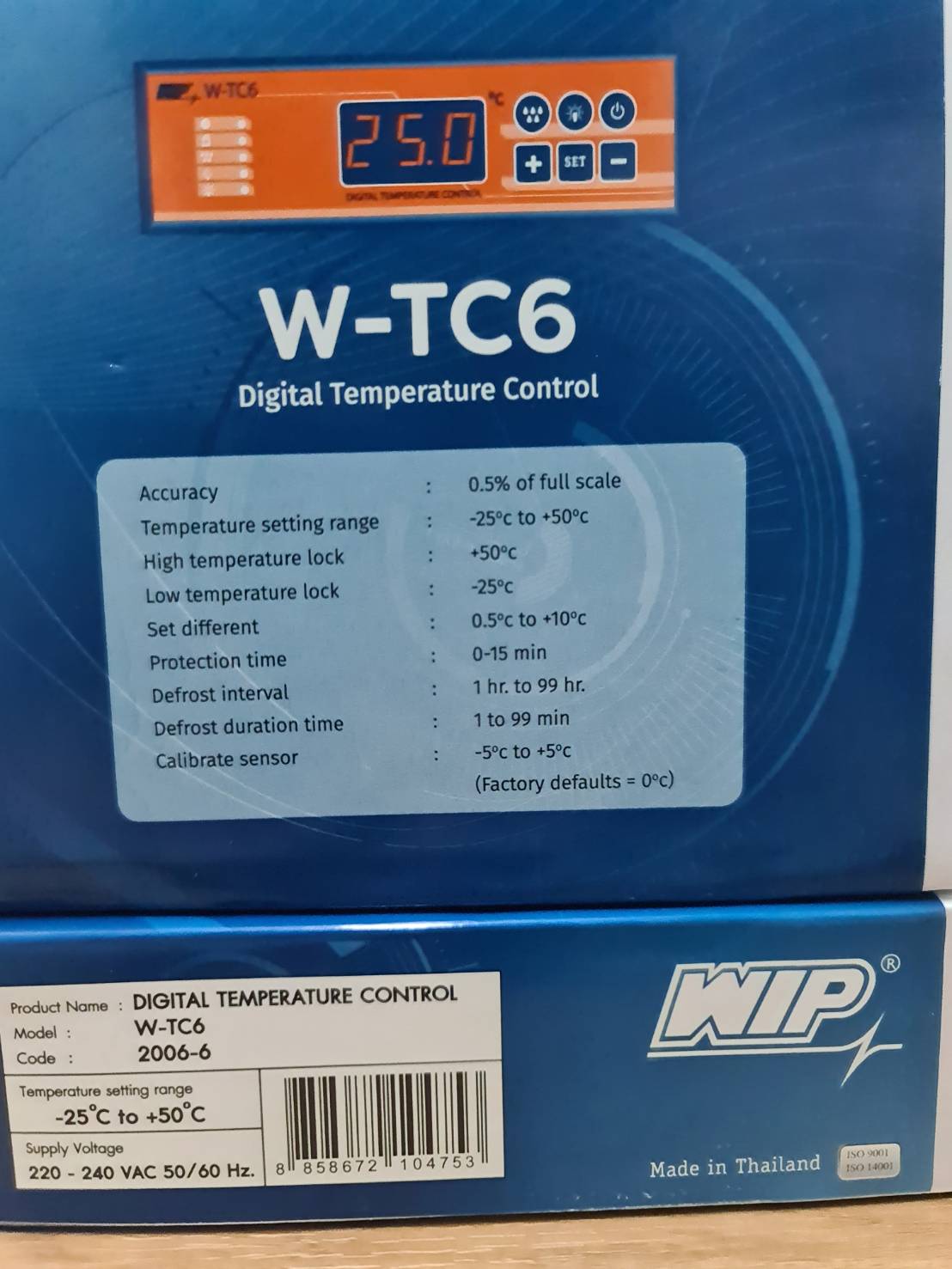 0000268 ชุด ควบคุมอุณหภูมิ รุ่น W-TC6 ยี่ห้อ WIP คอนโทรลตู้เย็น ตู้แช่ ตู้ชิล Chiller เทอร์โมดิจิตอล (ใหม่ล่าสุด)