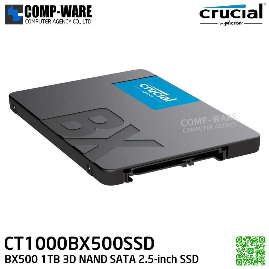 Crucial BX500 SSD 1TB 3D NAND SATA 2.5" (7mm) , Speed 540/500MB/s , CCL-CT1000BX500SSD , 3Y Warranty