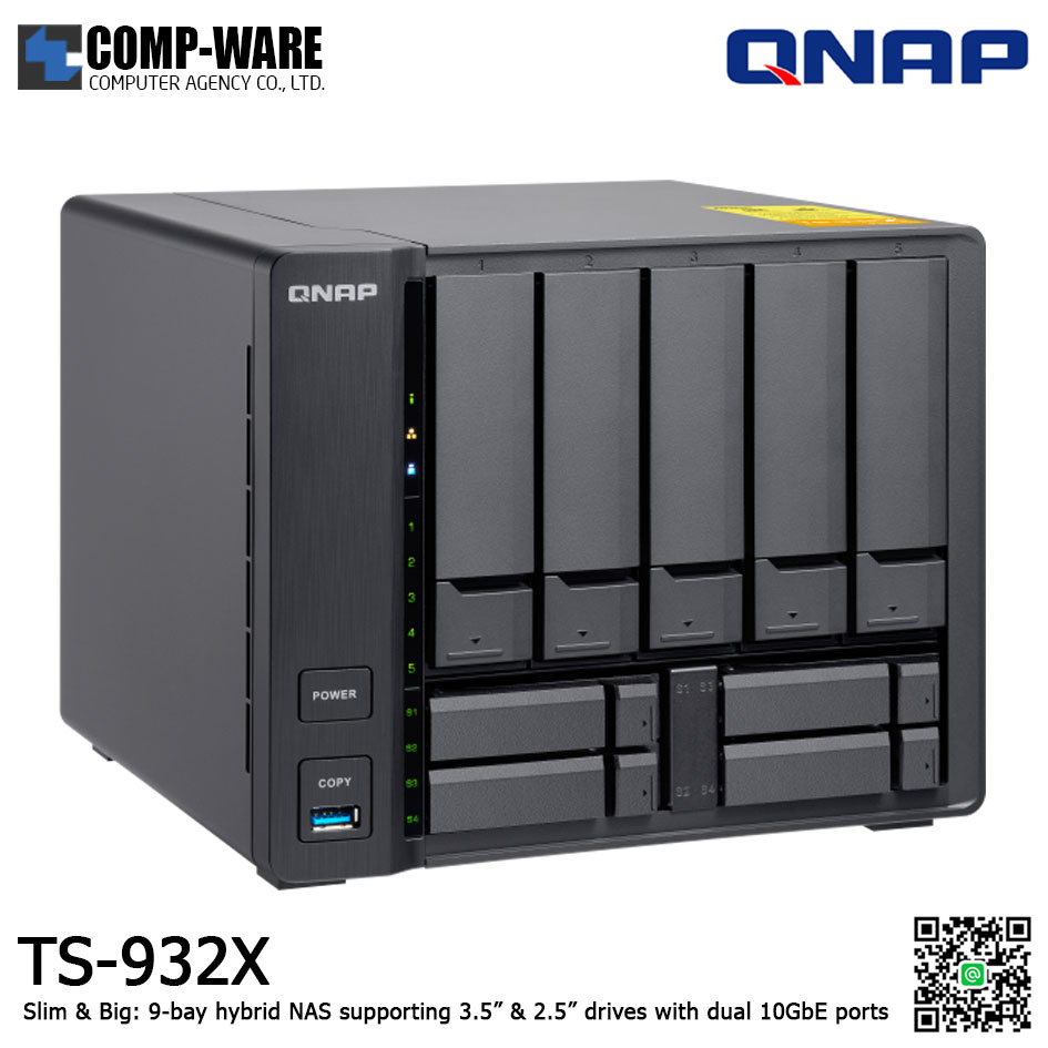 QNAP NAS (9-Bay) TS-932X (8GB RAM up to 16GB) Annapurna Labs Alpine AL-324 1.7GHz Quad Core , No HDD