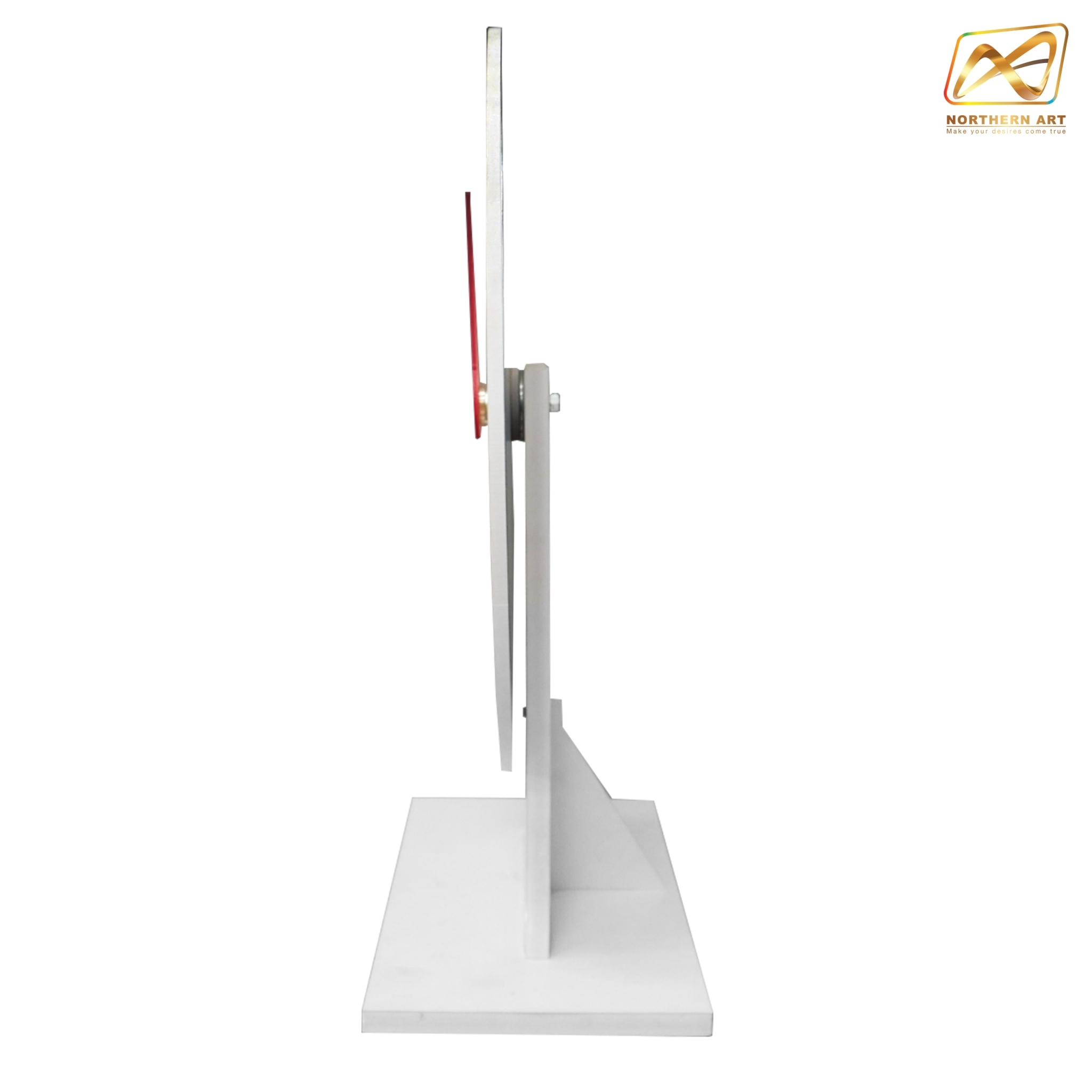 เกมส์วงล้อแม่เหล็กตั้งโต๊ะ ขนาดวงล้อ 50 ซม. สูง 61 ซม. วัสดุพลาสวูดสีขาว หนา 8-15 มม. ถอดประกอบได้