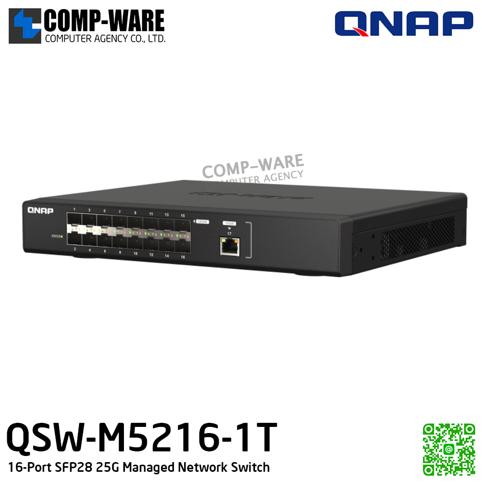 QNAP QSW-M5216-1T 16-Port SFP28 25G Managed Network Switch / 2Year Warranty
