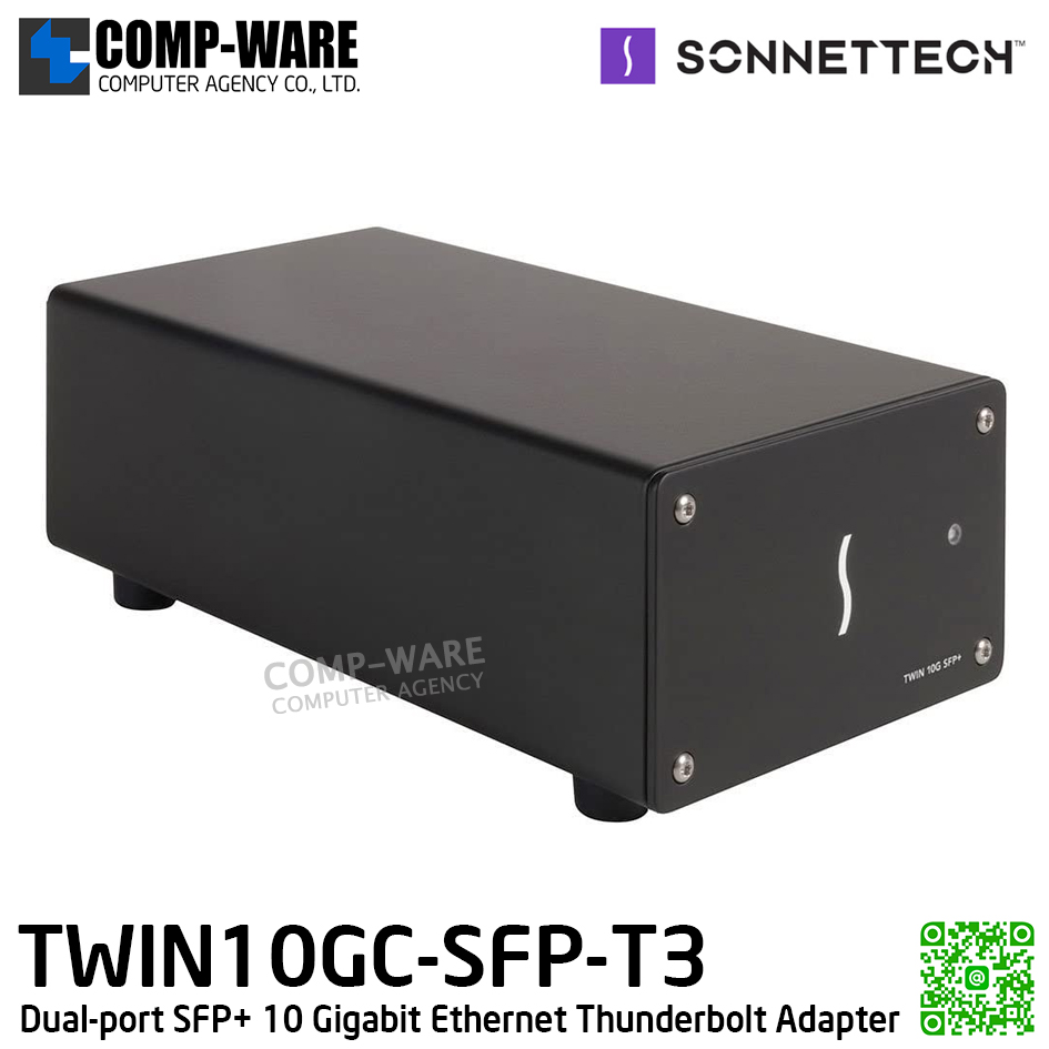 Sonnet Twin10G SFP+ [TWIN10GC-SFP-T3] Dual-port SFP+ 10 Gigabit Ethernet Thunderbolt Adapter รับประกัน 1 ปี