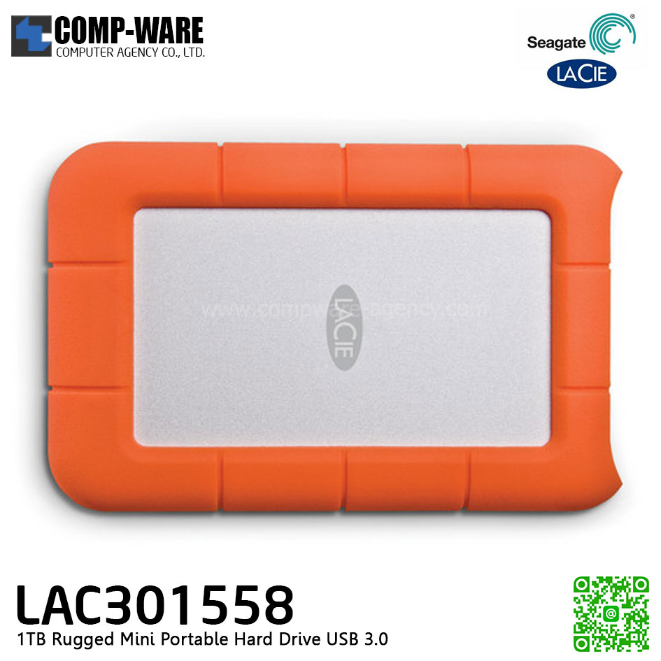 Seagate LaCie 1TB Rugged Mini USB 3.0 Portable Hard Drive - LAC301558