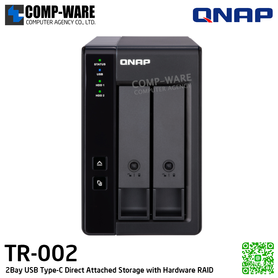 QNAP (Tower 2-Bay) TR-002 / 2 x 2.5"/3.5" SATA 6Gbps / 36W Adapter / 2Y Warranty / No HDD - Expansion Enclosure