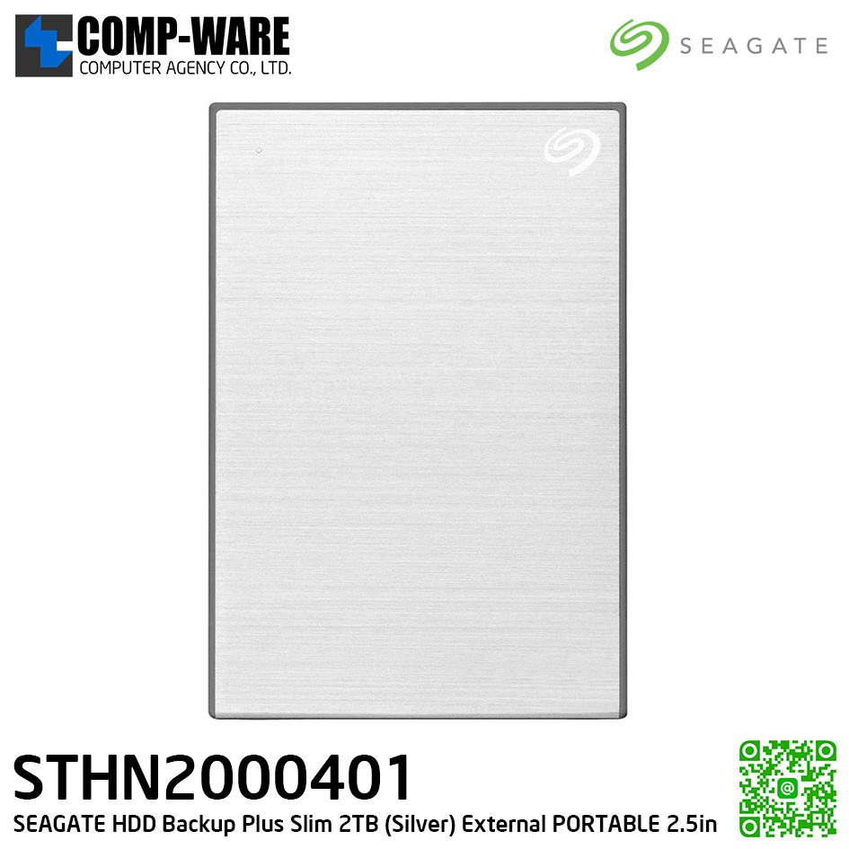 SEAGATE HDD Backup Plus Slim 2TB (SILVER) External HDD PORTABLE 2.5" - STHN2000401