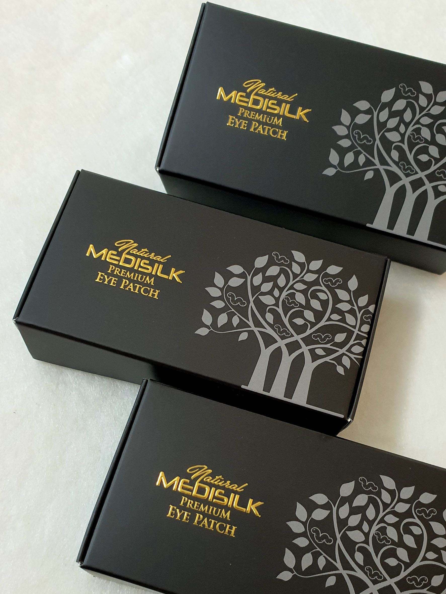 60 pcs.- 100% Reusable Natural Thai Golden Dry Silk Eye Patch - แผ่นมาส์กใต้ตาใยไหมทองคำ 60 ชิ้น