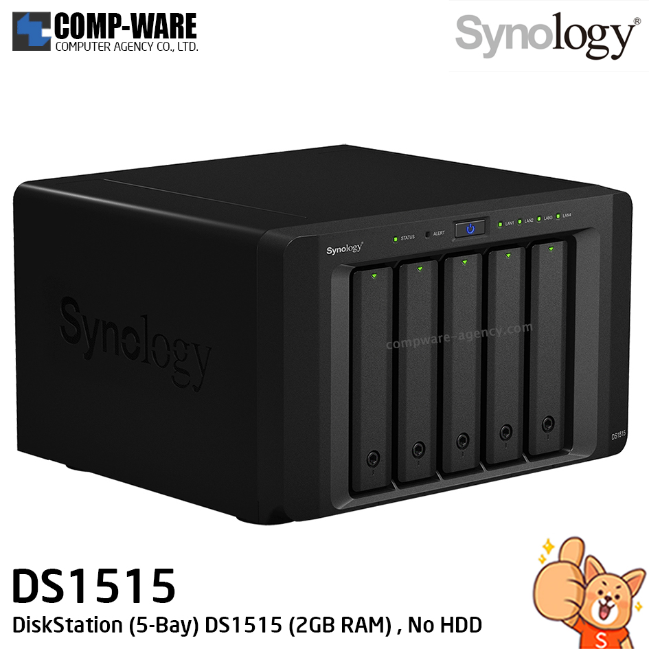 Synology DiskStation (5-Bay) DS1515 (2GB RAM) , No HDD // ไม่มีประกัน , สินค้าใหม่ค้างสต๊อค