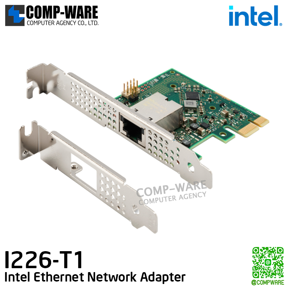 Intel Ethernet Network Adapter I226-T1 (1-Port) RJ45 ,10/100/1000/2.5GBASE-T(X) Copper, PCI 3.1 (5GT/s) เหมาะสำหรับ Desktop , 3 Years Warranty