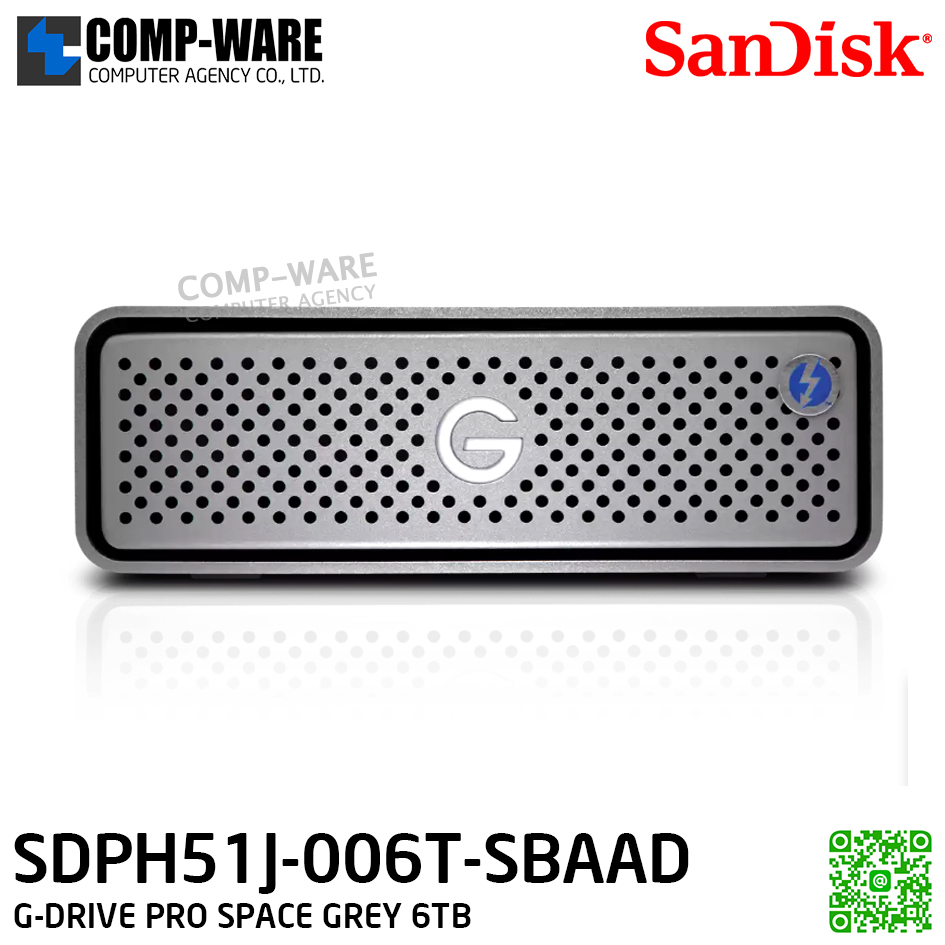 SanDisk Professional 6TB G-DRIVE PRO SPACE GREY ,Enterprise-Class Desktop Hard Drive, Thunderbolt 3, USB-C, 3Y Warranty - SDPH51J-006T-SBAAD