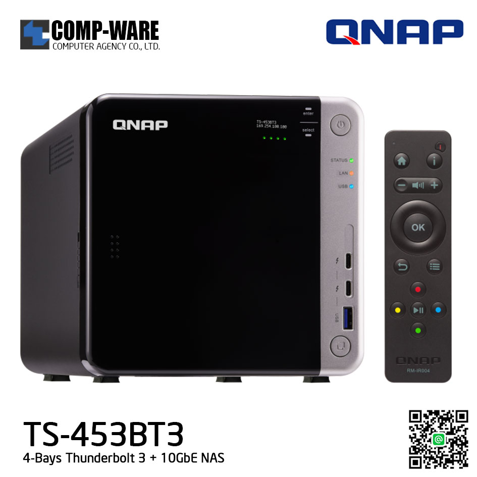 QNAP NAS (4-Bay) TS-453BT3 (8GB RAM) Thunderbolt 3 + 10GbE NAS