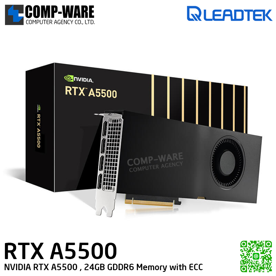Leadtek NVIDIA RTX A5500 (24GB GDDR6 with ECC) Workstation Graphics Card for revolutionary designs, scientific breakthroughs, and immersive entertainment รับประกัน 3ปี
