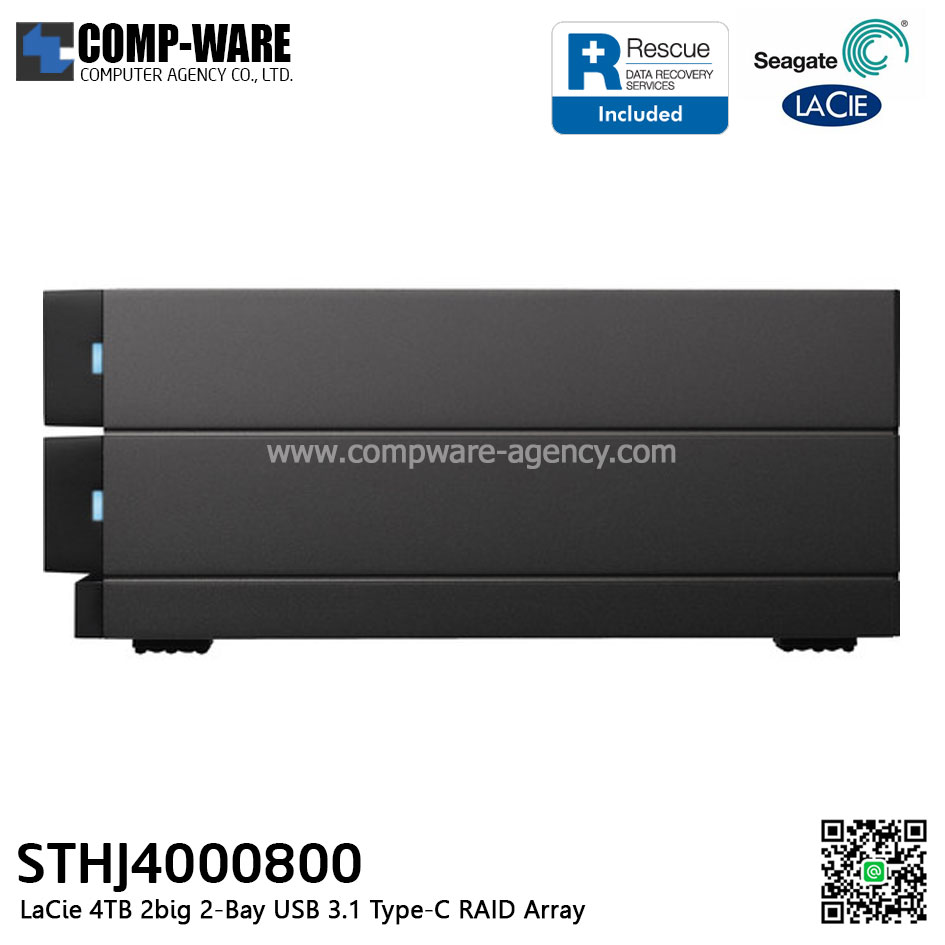 Seagate LaCie 2BIG RAID 4TB 2-Bay USB 3.1 Gen2 Type-C RAID Array With Rescue Data Recovery Service - STHJ4000800
