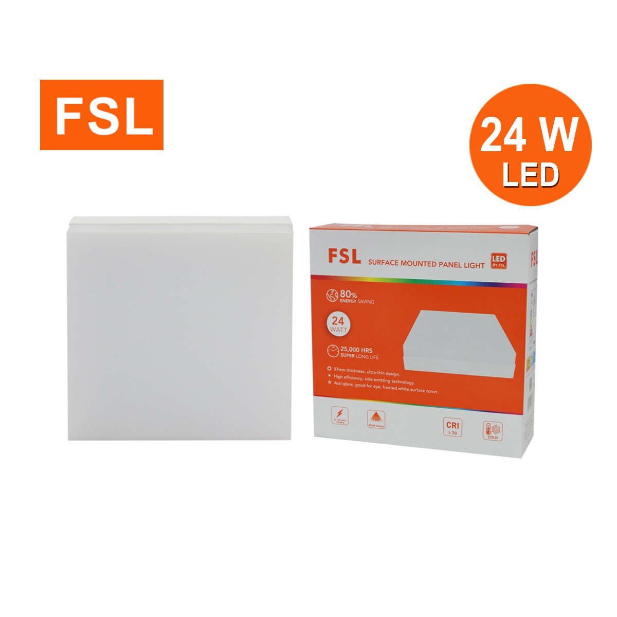 โคมติดลอย ทรงเหลี่ยม FSL-KC-PN-S-24W แสงขาวและแสงวอร์มไวท์