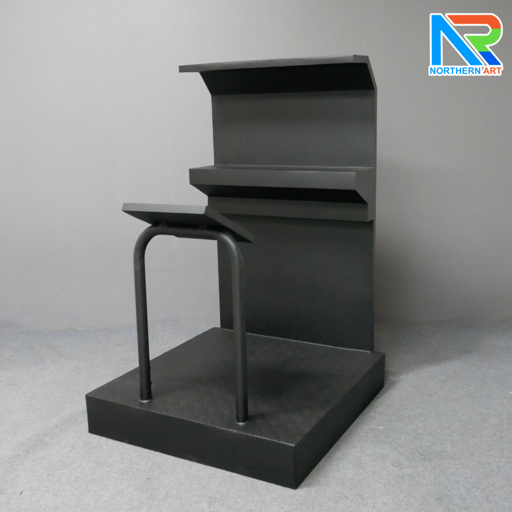 โพเดียมรปภ. เหล็ก ขนาด (W) 85 x (L) 87 (H) 135 ซม. พร้อมชั้นวางเอกสาร พื้นเหล็กลายตีนเป็ดกันลื่น แข็งแรงทนทาน