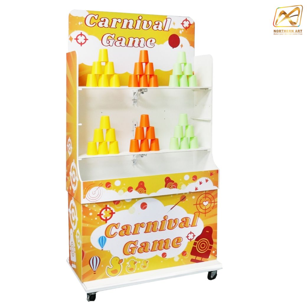 CARNIVAL GAME เกมส์ปาแก้ว ขนาดโครง (W) 90 x (L)50 x (H)176 cm. พร้อมแก้ว 36 ใบ และบอลโฟม 12 ลูก