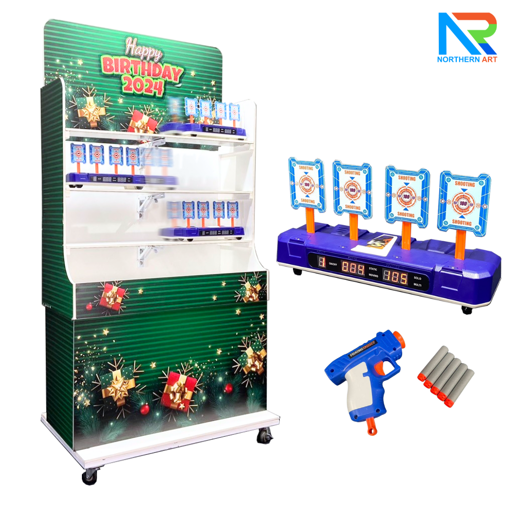เกมส์ CARNIVAL GAME ยิงเป้าเคลื่อนที่ ขนาด (W) 90 x (L)50 x (H)176 cm. พร้อมเป้าเคลื่อนที่ 4 เป้า 3 ชุด ปืนกระสุนโฟม 1 ชุด