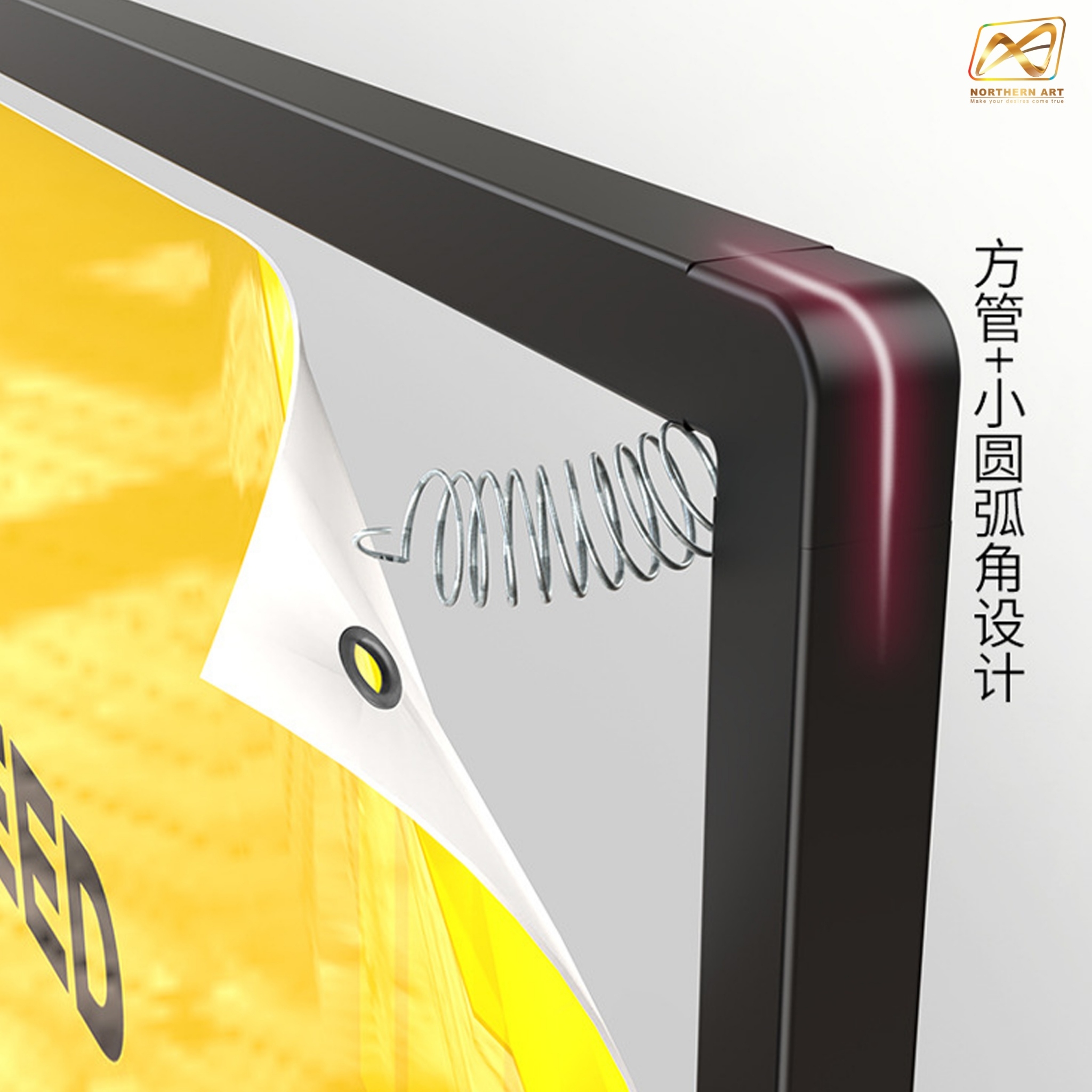 ป้ายตั้งพื้น รุ่นแขวน ฐานพลาสติกขึ้นรูป ขนาด 60x160 ซม. โครงเหล็กสีดำพร้อมขอแขวน 4 มุม ถอดประกอบได้ เคลื่อนย้ายสะดวก