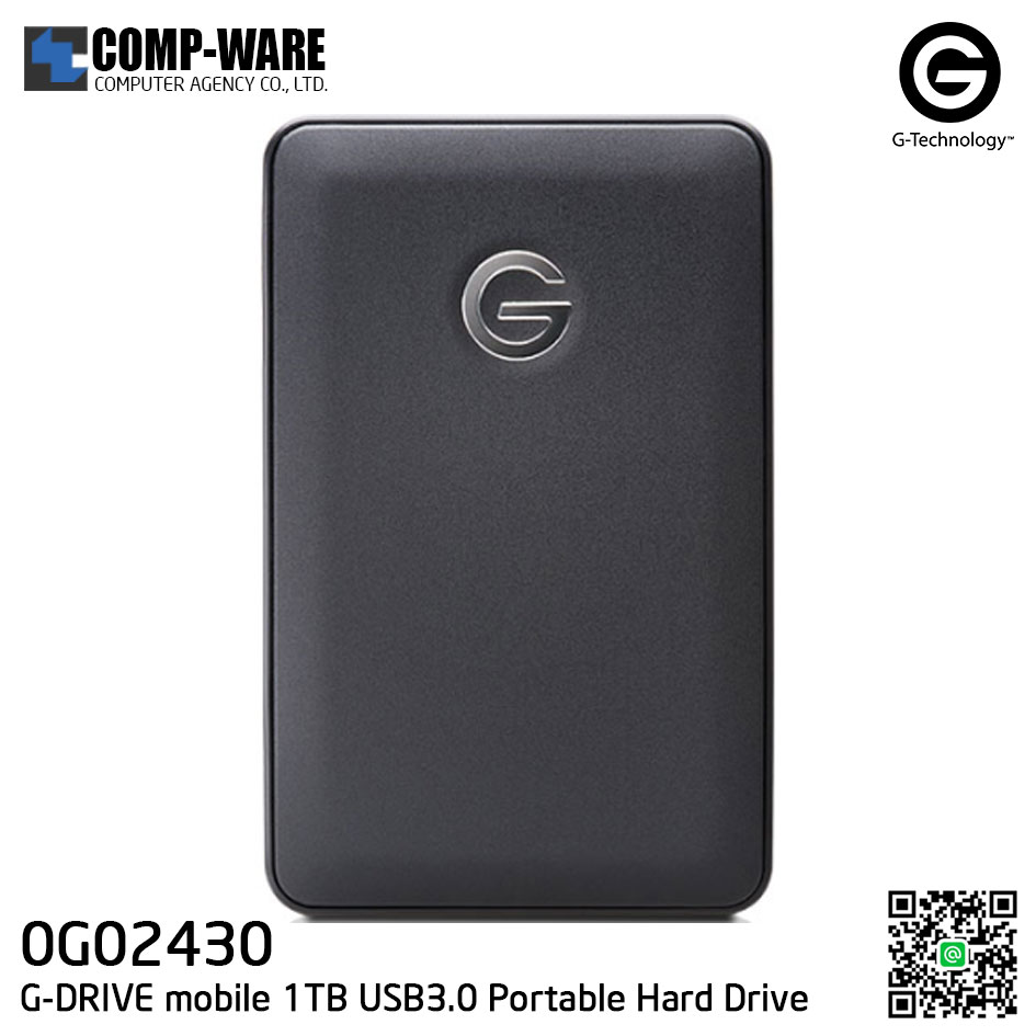 G-Technology G-DRIVE mobile USB3.0 1TB 5400RPM Portable Hard Drive Black - 0G02430