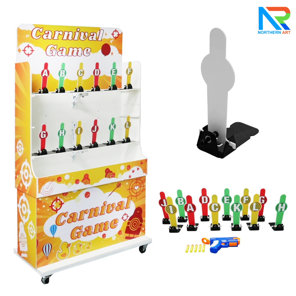 CARNIVAL GAME เกมส์ยิงเป้าเหล็ก ขนาด (W) 90 x (L)50 x (H)176 cm. พร้อมเป้าเหล็ก 12 อัน ปืนกระสุนโฟม 1 ชุด