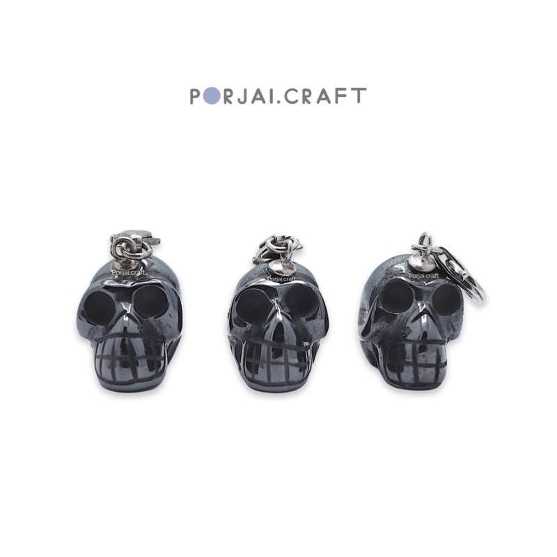 Hematite Skull Pendant จี้หัวกะโหลกเฮมาไทต์ 16mm