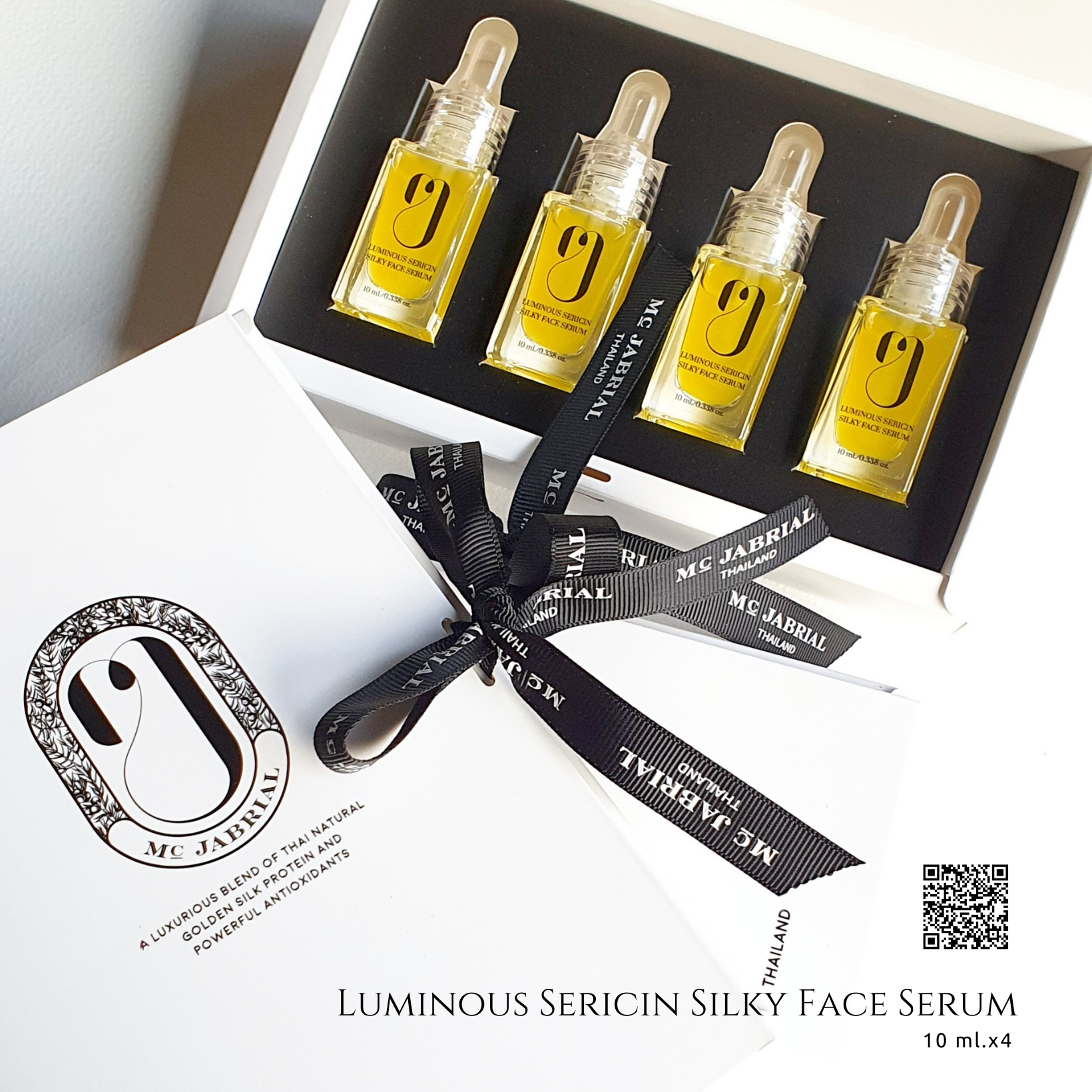 Gift box - Luminous Sericin Silky Face Serum 10ml x 4 .กิ้ฟเซท ลูมินัส เซริซิน ซิลค์กี้ เฟส เซรั่ม ขนาด 10มลx4