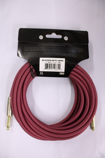 สายแจ๊คกีต้าร์สายผ้าอย่างดี 6เมตร KIRLIN ใช้ได้ทั้งกีต้าร์โปร่งและไฟฟ้า ขายถูก