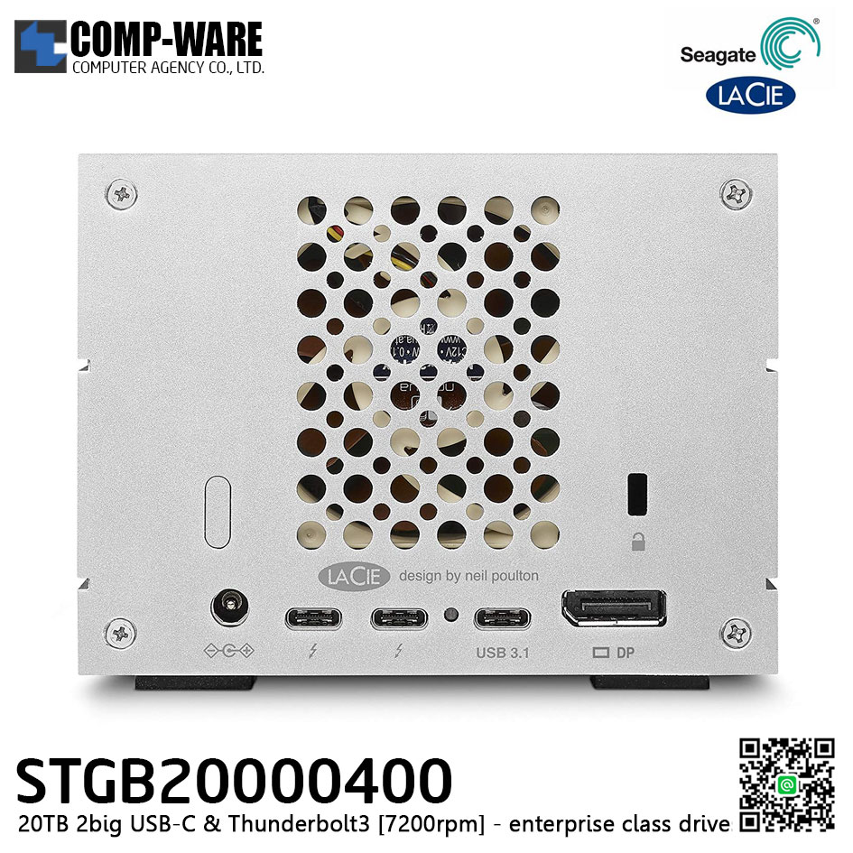 Seagate LaCie 2Big Dock RAID Thunderbolt 3 20TB 7200RPM External Hard Drive STGB20000400 // สั่งซื้อขั้นต่ำ MOQ = 2 unit