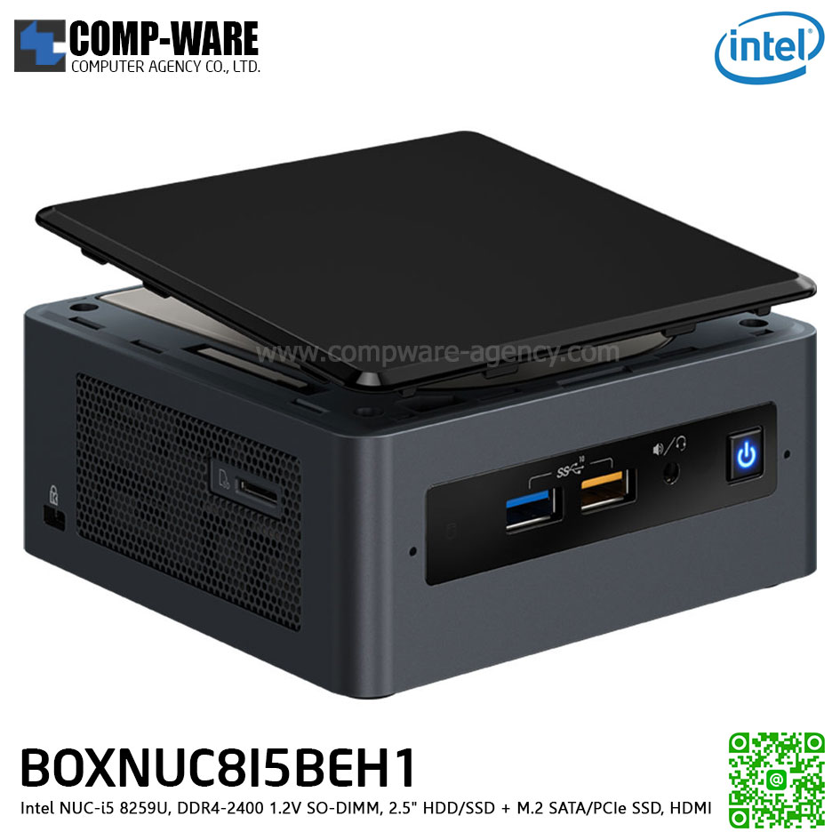 Intel NUC8I5BEH1 Mini PC NUC Tall Kit - Intel NUC-i5 8259U, DDR4-2400 1.2V SO-DIMM, 2.5" HDD/SSD + M.2 SATA/PCIe SSD, HDMI BOXNUC8I5BEH1