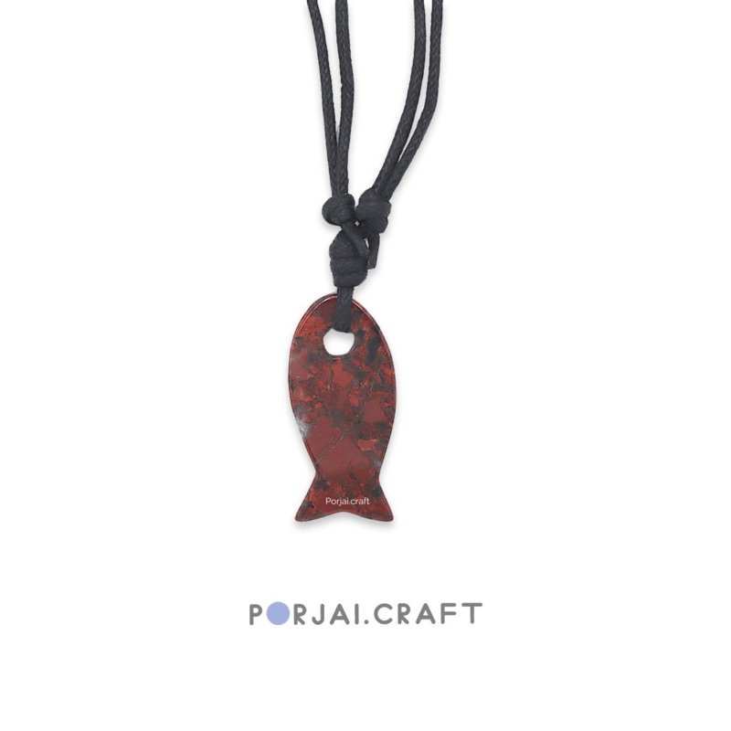 Brecciated Jasper Fish Necklace สร้อยคอแจสเปอร์ ปลา
