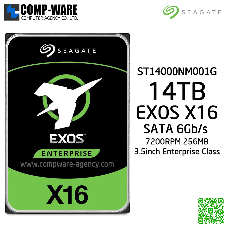 Seagate Exos X16 14TB 7200RPM 256MB SATA 6Gb/s 512E/4KN NO ENCRYPTION 3.5-Inch Enterprise Class Internal Drive ST14000NM001G