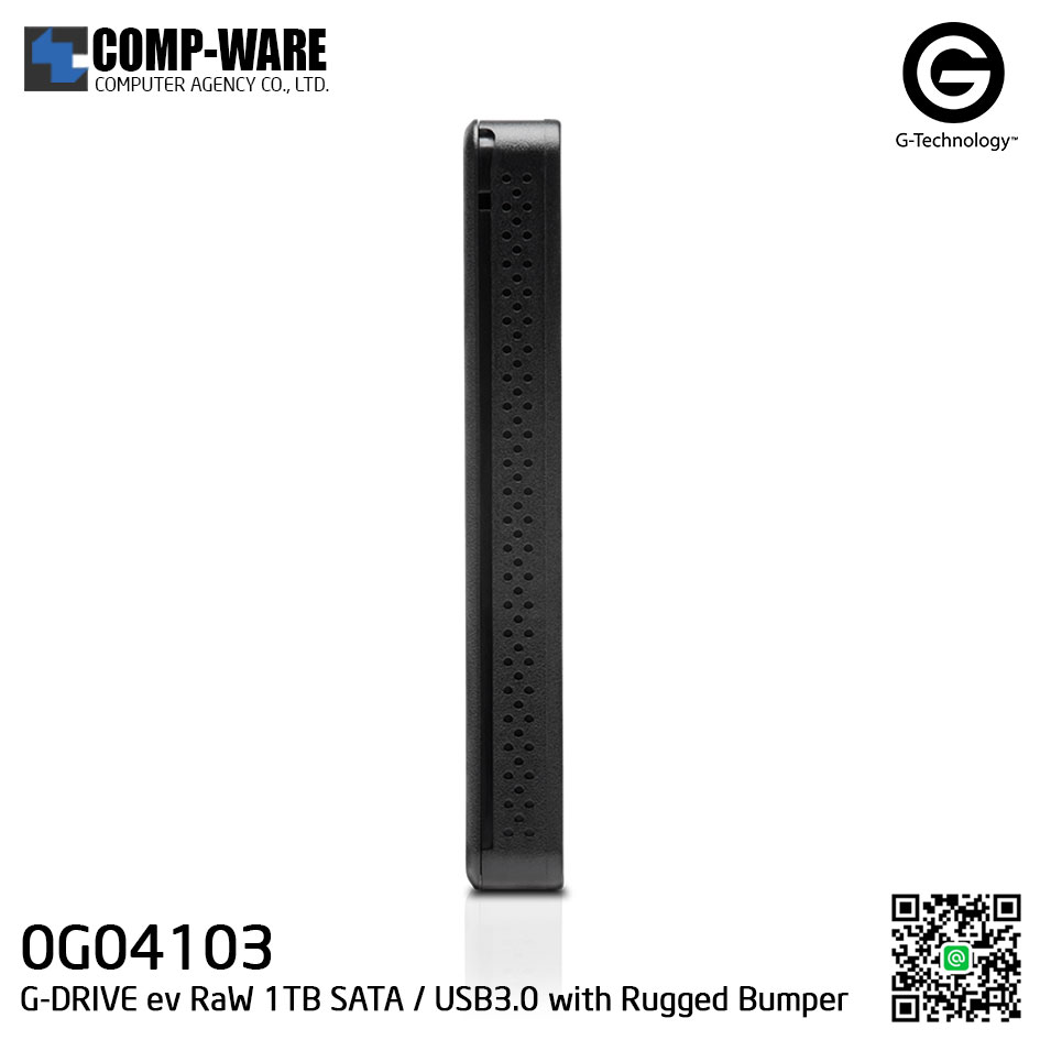 G-Technology G-DRIVE ev RaW 1TB 5400RPM SATA / USB3.0 Portable Hard Drive with Rugged Bumper - 0G04103
