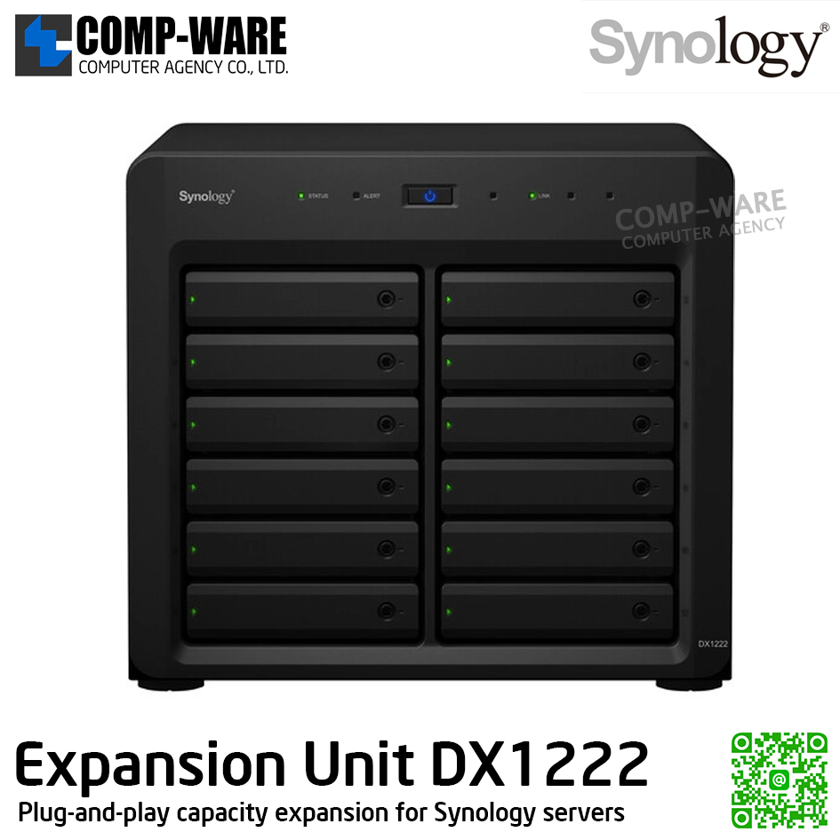 Synology Expansion Unit (12-Bay) DX1222 / No HDD / 5 Year Warranty