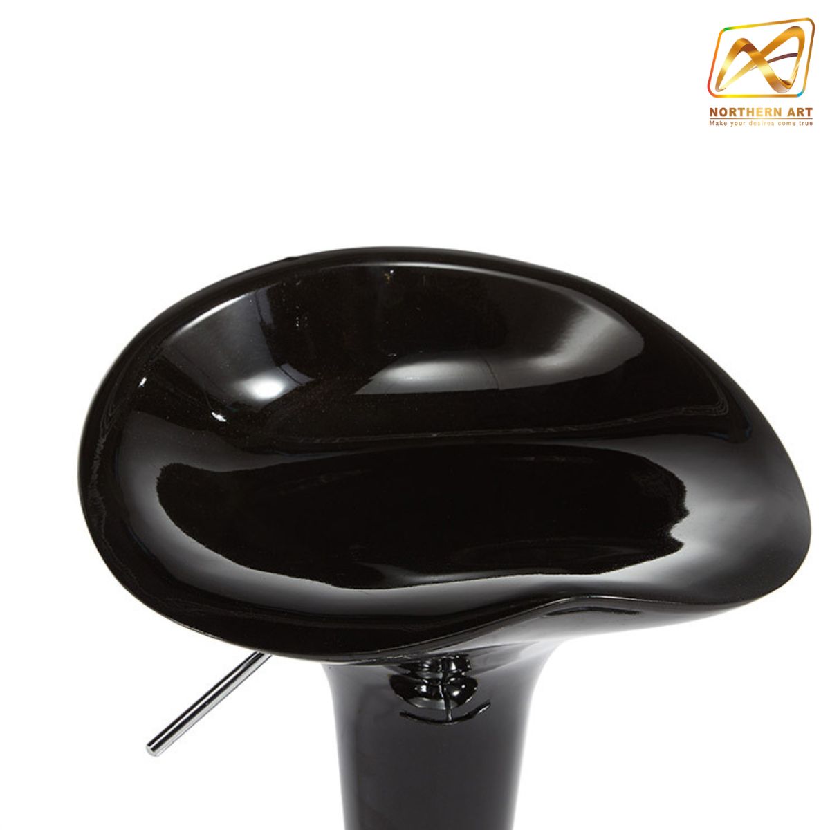 เช่าเก้าอี้บาร์ ทรงถ้วยไอศครีม ปรับสูงต่ำได้ ขาเหล็กชุบโครเมี่ยม มี3สี ขาว แดง ดำ