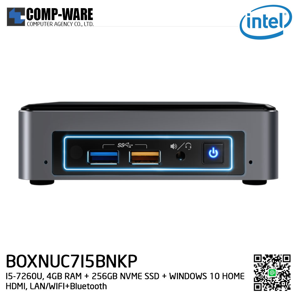 Intel NUC7I5BNKP Mini PC NUC Kit - (I5-7260U, 4GB RAM + 256GB NVME SSD + WINDOWS 10 HOME 64BIT INSTALLED, HDMI, LAN/WIFI+Bluetooth) BOXNUC7I5BNKP