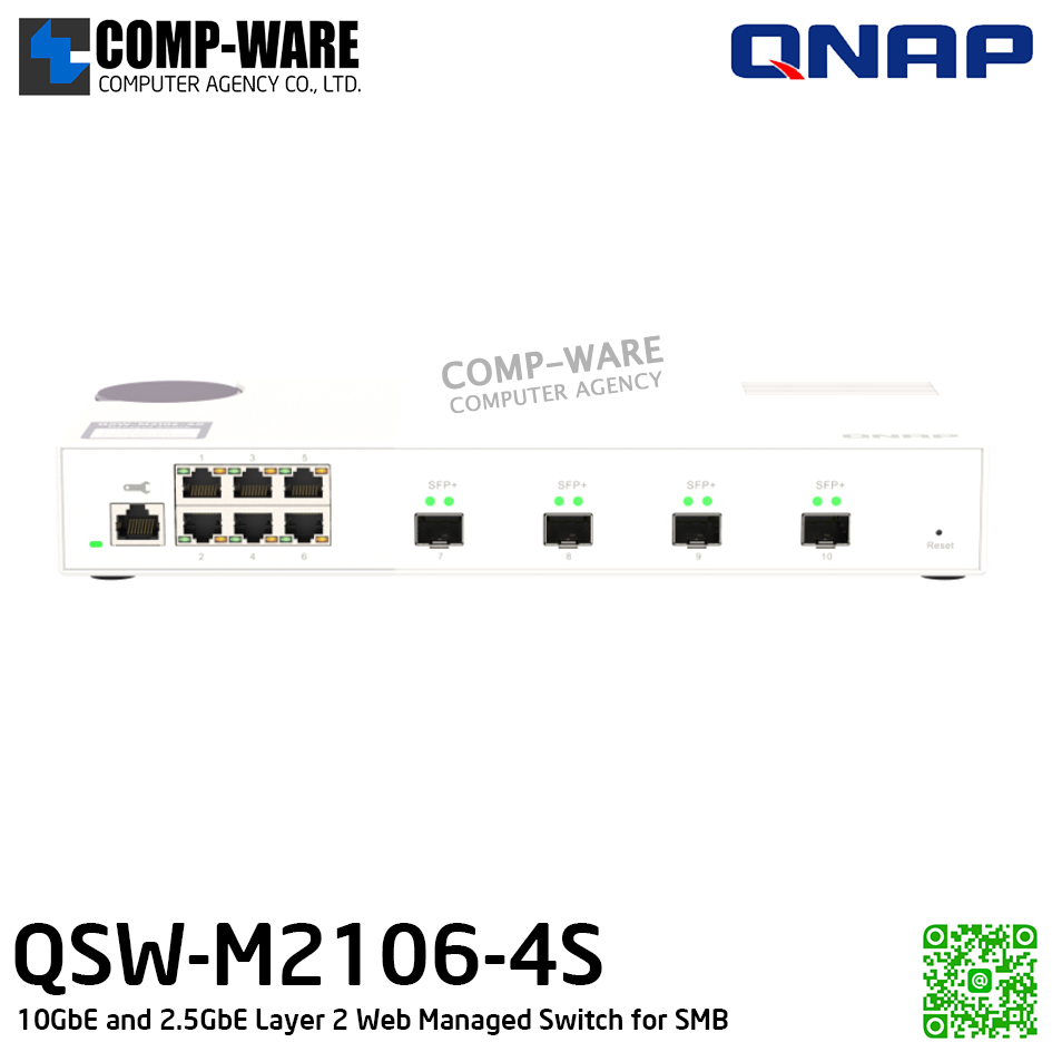 QNAP QSW-M2106-4S 10GbE and 2.5GbE Layer 2 Web Managed Switch for SMB / 2Year Warranty
