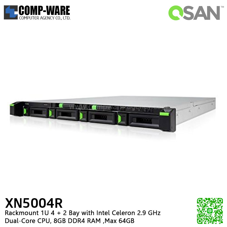 QSAN (4+2 Bays) XCubeNAS XN5004R (8GB RAM) Rackmount 1U NAS Storage , No HDD
