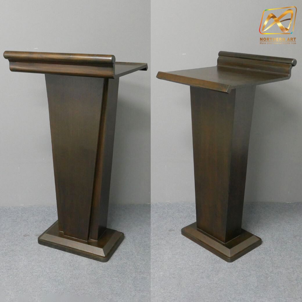 โพเดียมไม้ สีโอ๊ค ทรงโมเดิร์น TOPตรง ขนาด (W)56 x (L)48 cm. สูง 112 cm.