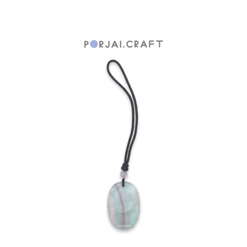 Rainbow Fluorite Worry Stone Keychain พวงกุญแจเรนโบว์ฟลูออไรด์