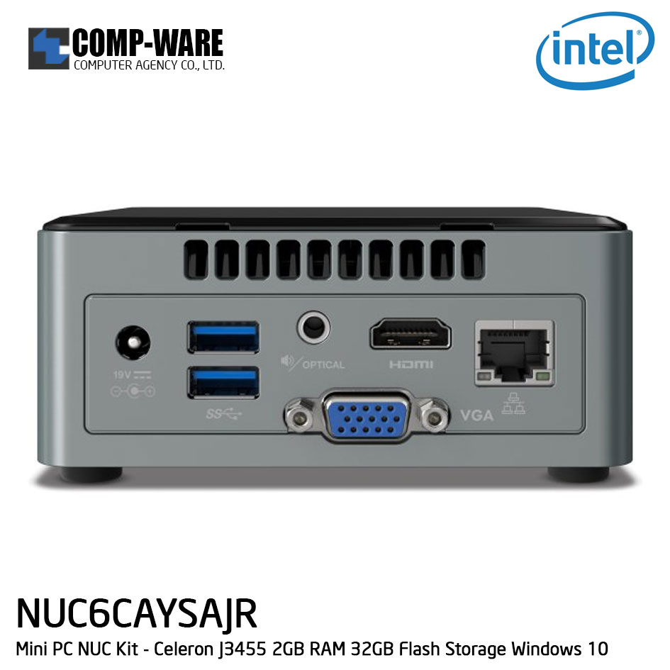 Intel NUC6CAYSAJR Mini PC NUC Kit - Celeron J3455 2GB RAM 32GB Flash Storage Windows 10
