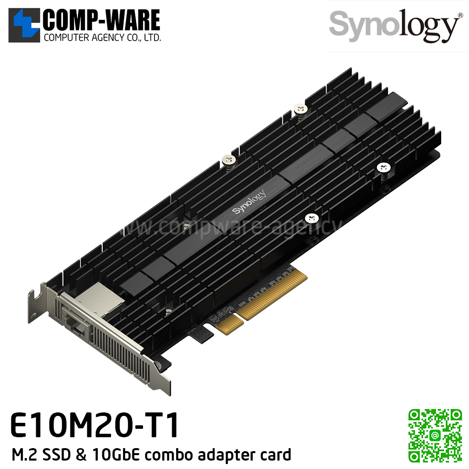 Synology E10M20-T1 M.2 SSD & 10GbE combo adapter card for performance acceleration