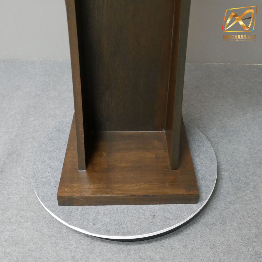 โพเดียมไม้ สีโอ๊ค ขนาด (W) 50 x (L) 40 x (H) 120 ซม.TOP เอียง พร้อมชั้นวางของ